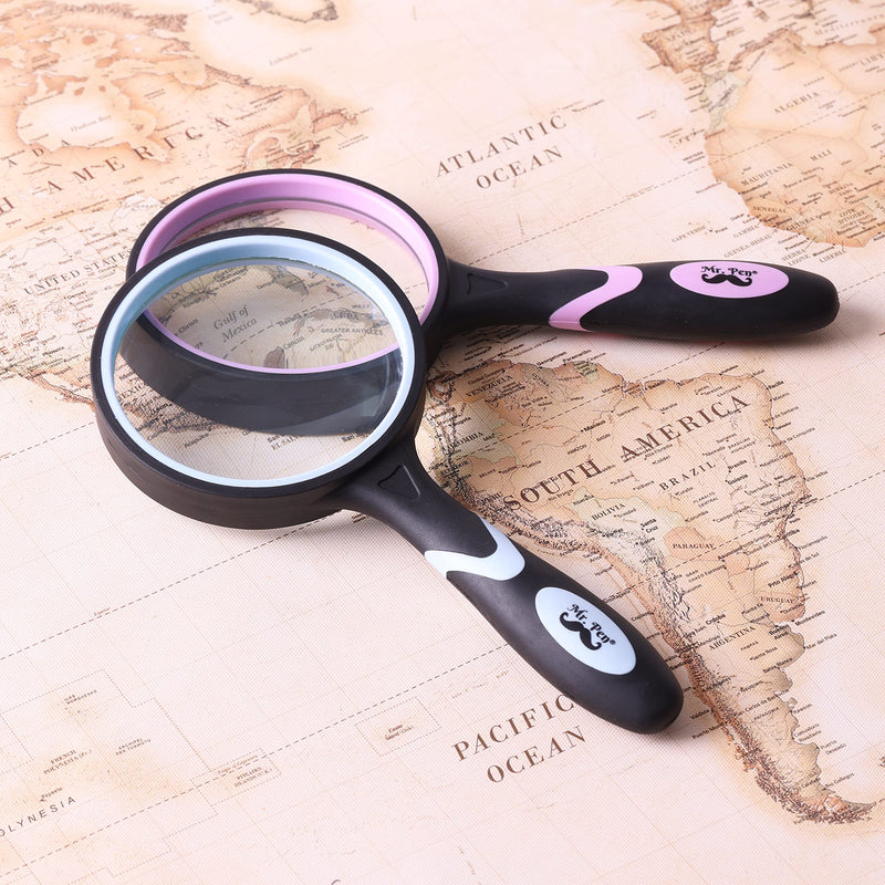 [Australia - AusPower] - Mr. Pen- Magnifying Glass, 2 Pack, 10X Magnifier, 75mm Glass Lens, Magnifying Glass for Kids and Adults, Handheld Magnifying Glass, Magnifier for Reading 