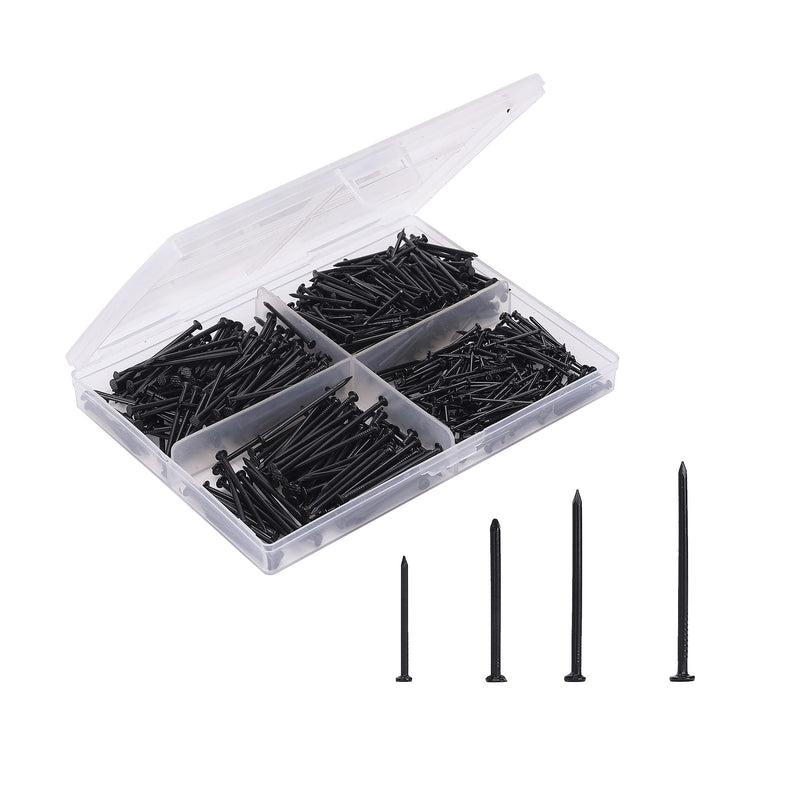 [Australia - AusPower] - Mr. Pen- Nail Assortment Kit, 600 Pcs, 4 Sizes, Black, Small Nails, Nails for Hanging Pictures, Finishing Nails, Wall Nails for Hanging, Pin Nails, Hardware Nails, Assorted Nails, Galvanized Nails. 