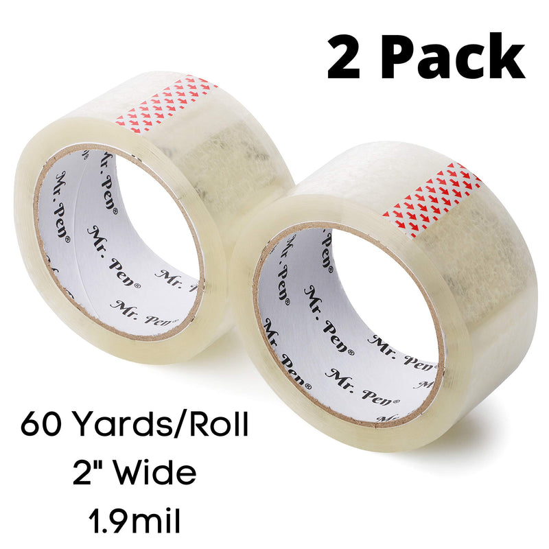 [Australia - AusPower] - Mr. Pen- Packing Tape, 2 Pack, 2 inch Wide, 60 Yards, 1.9mil, No Smell, Shipping Tape, Packaging Tape, Packing Tape Rolls, Clear Packing Tape, Moving Tape, Box Tape, Packing Tape Refill, Mailing Tape 