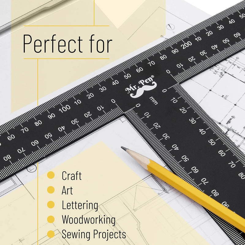 [Australia - AusPower] - Mr. Pen - T Square, T Ruler, 12 inch Metal Ruler, T Square Ruler, Drafting Tools, Architect Ruler, Set Square, Drafting Ruler, Tsquare, Truler, Architectural Triangle, Tee Ruler, L Square, Scale Ruler 
