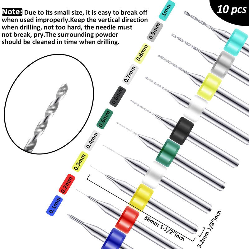 [Australia - AusPower] - 57 Pieces Hand Drill Bits Set, Pin Vise Hand Drill, 46 Pieces Micro Twist Drill Bits and 10 Pieces PCB Mini Drill Bits for Resin Polymer Clay Craft DIY Jewelry (0.1-1mm, Random Color PCB Drill) 