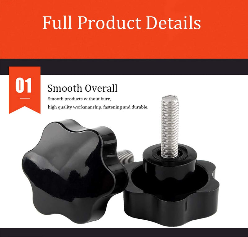[Australia - AusPower] - M4 x 10mm Thread Clamping Knob, Thumb Screw, Star Hand Knob Tightening Screw Knob for Machinery, 30Pcs M4 x 10mm 