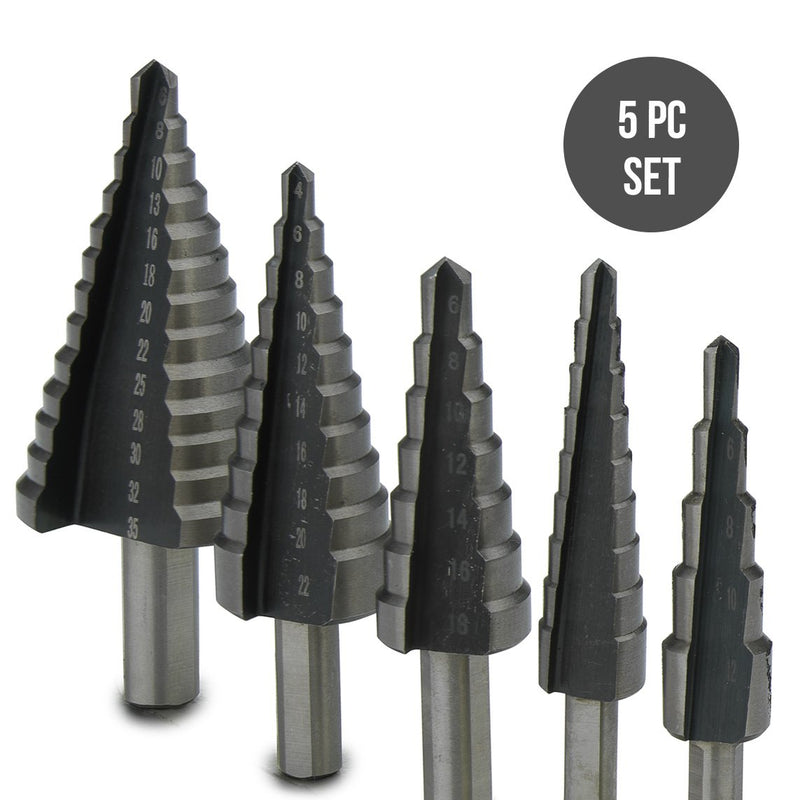 [Australia - AusPower] - NEIKO 10198A Step Drill Bit Set | 5 Piece | Metric/MM | High Speed Steel 