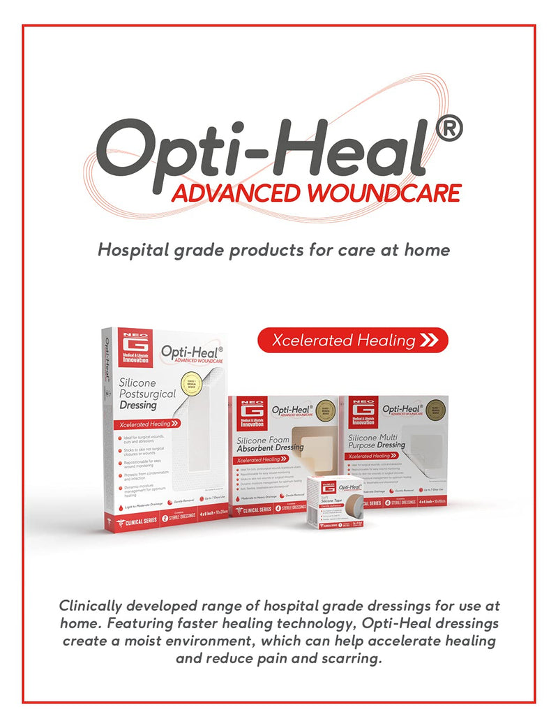 [Australia - AusPower] - Neo G Opti-Heal Hydration Multi Purpose Dressing - Hydrogel Wound Dressing Pads for Advanced Wound Management - Ulcer Dressing, Bed Sore Bandages, Diabetic Wound, Burn Dressing Gel 4 x 4-4 Pcs 