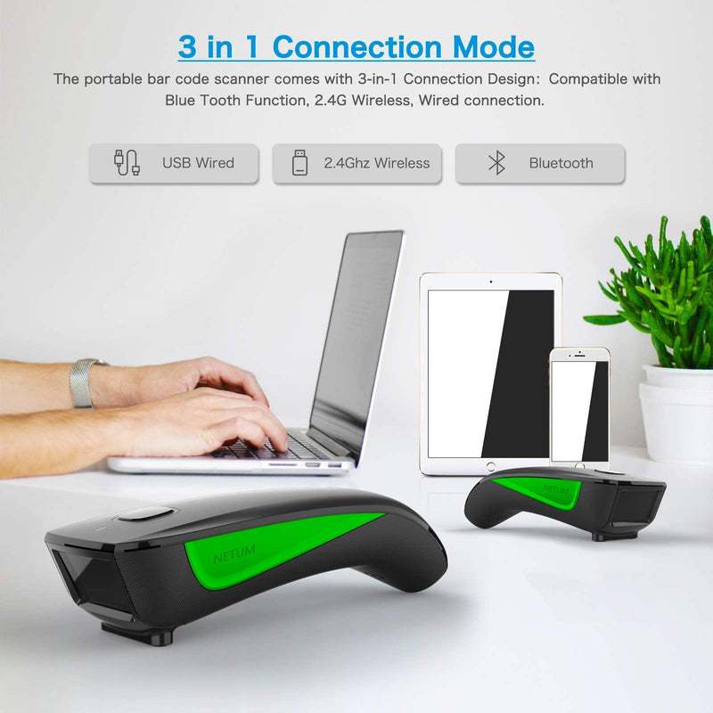 [Australia - AusPower] - NETUM Bluetooth Mini 1D Barcode Scanner, 3-in-1 Portable Automatic USB Wireless CCD Bar Code Scanning Support Screen Scan, for Tablet iPhone IPad Android Windows Mac Pos - C740 