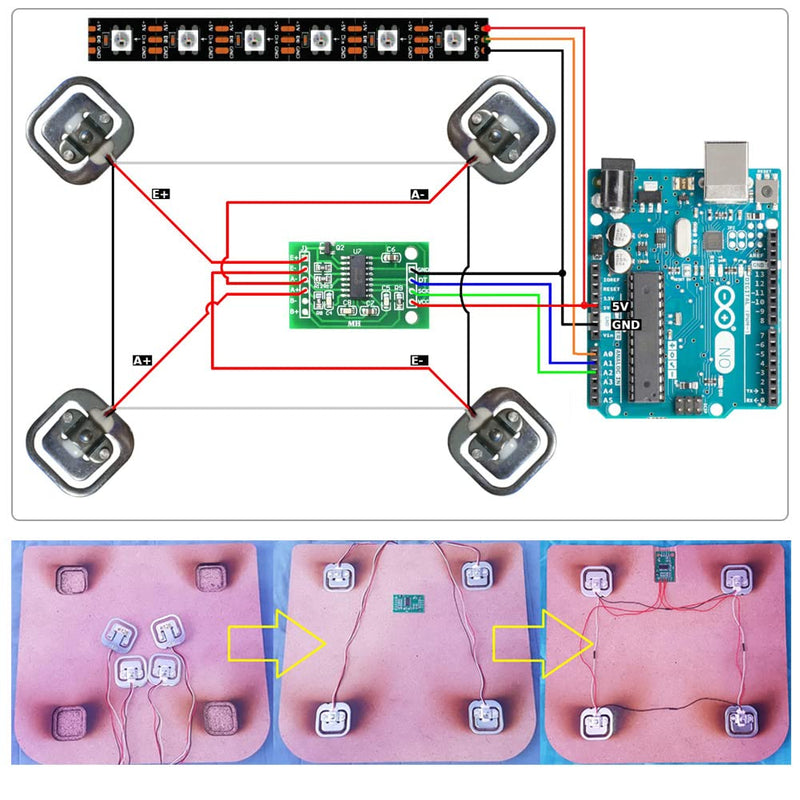 Nextion 4pcs 50kg load cell half-bridge strain gauge sensors with HX711 amplifier for Arduino weight measurement applications