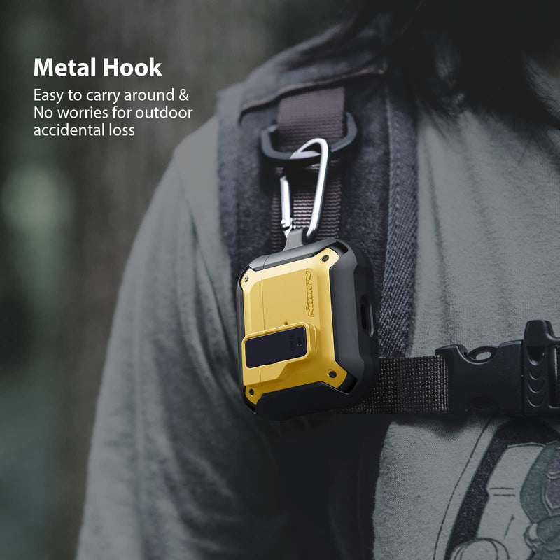 [Australia - AusPower] - Nillkin Compatible with Airpods 3 Generation 2021 Case Cover, Secure Lock Clip with Auto Pop-Out Lid, Full Body Shockproof Hard Shell Protective Cover, Yellow 