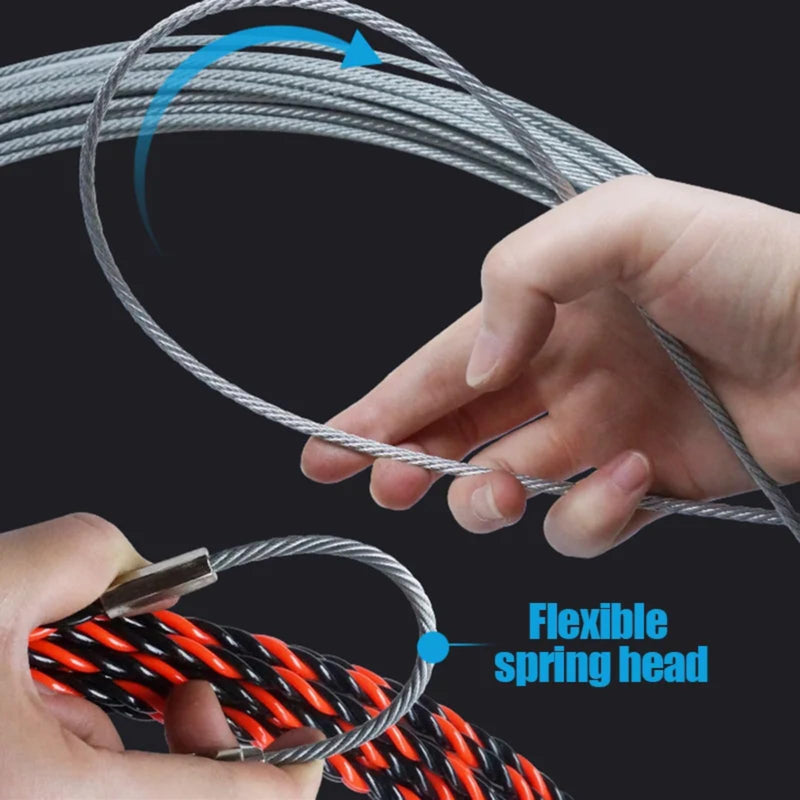 [Australia - AusPower] - ninesung Fish Tape, 33FT (10M) Wire Puller Through Wall Wire Threader OD 6mm Plus Fish Cable Fastener with Steel Rope 33FT (10M) 