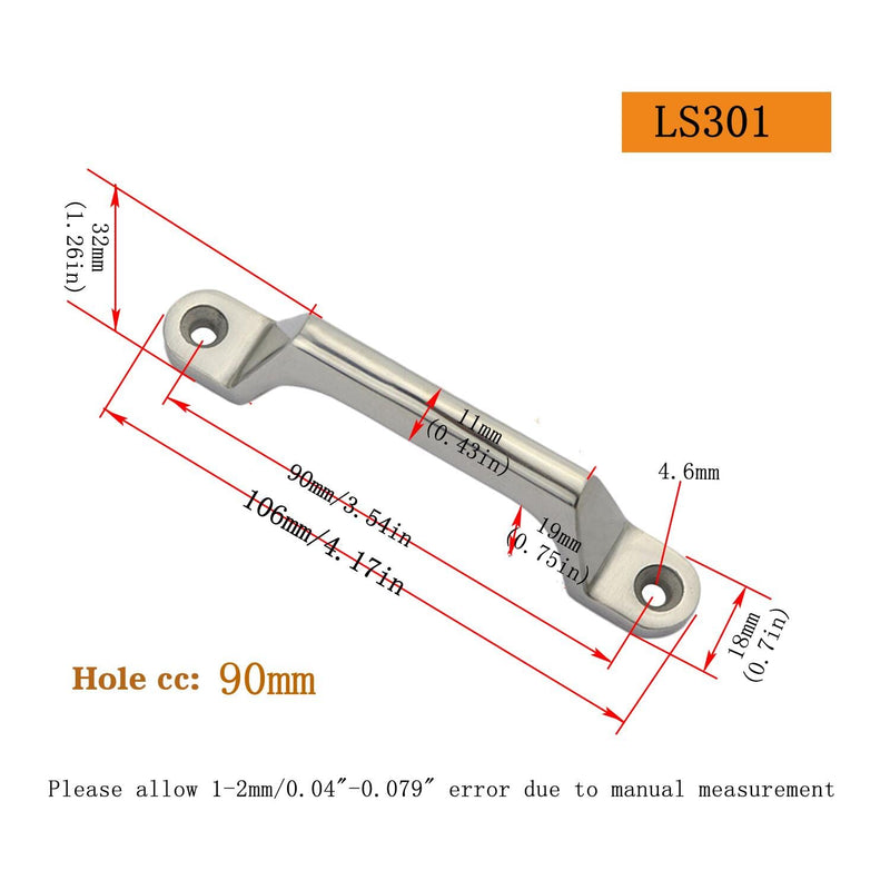 [Australia - AusPower] - NRC&XRC 1 Pcs Heavy Duty Industrial Equipment Handles Solid 304 Stainless Steel Drawer Cabinet pulls knob Bows Door Window Toolbox Handle Hardware(Hole Centers:90mm) 90MM 