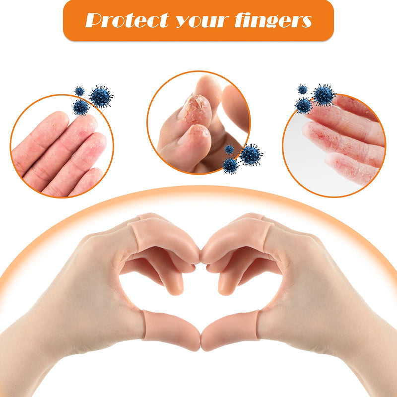 [Australia - AusPower] - 50 Pieces Gel Finger Cots Gel Finger Support Protector Gloves Gel Finger Cover Caps Silicone Finger Sleeves, 40 Pieces Long, 10 Pieces Short (Beige) Beige 