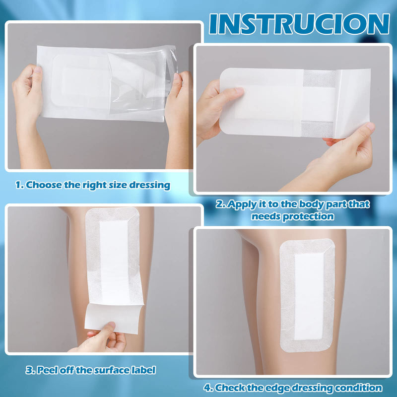 [Australia - AusPower] - 15 Pieces Bordered Gauze-Island Dressing 4 x 10 Inch Wound Bandage Adhesive Patches Post Shower Breathable Borders Individually Packed Pouches 
