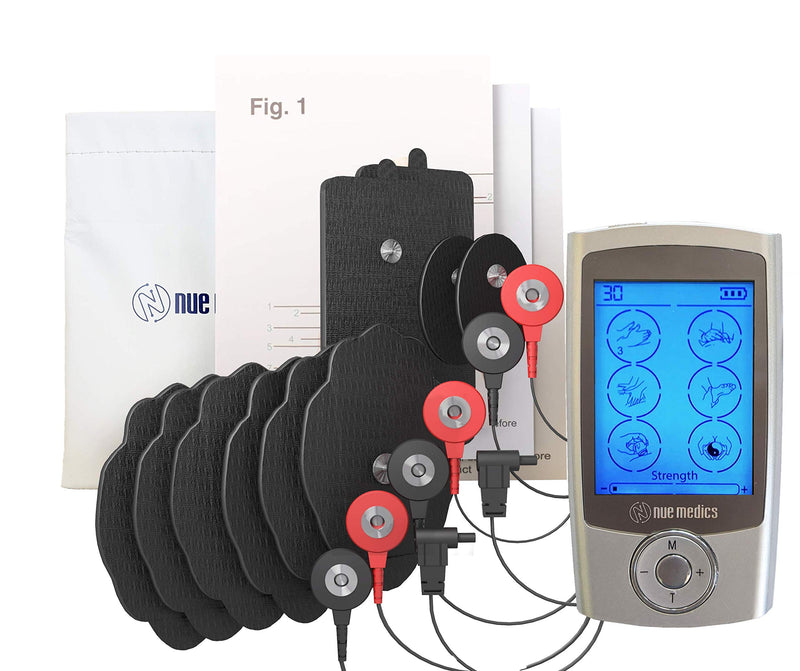 [Australia - AusPower] - NueMedics TENS EMS Unit Pro Rechargeable Battery Muscle Stimulator 24 Modes Portable Mini Massager TENS Unit with 10 Reusable Pads 