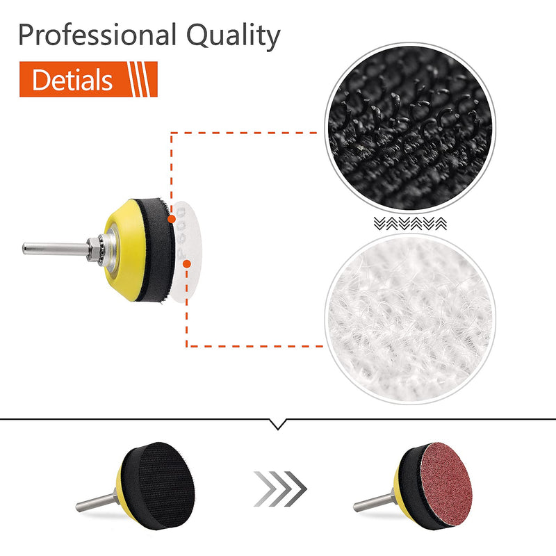 NYNM 4-pack 2-inch hook and loop sanding pads with 1/4-inch shank and soft foam buffering layer, designed for sanding discs.