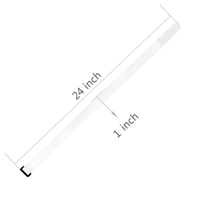 [Australia - AusPower] - Oldhill Hook and Loop Cinch Straps Adjustable and Reusable - 10 Pack (24" x 1", White) 24" x 1" 