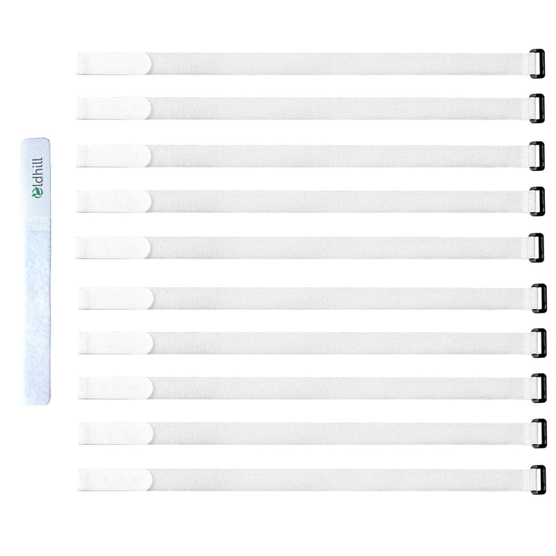 [Australia - AusPower] - Oldhill Hook and Loop Cinch Straps Adjustable and Reusable - 10 Pack (24" x 1", White) 24" x 1" 