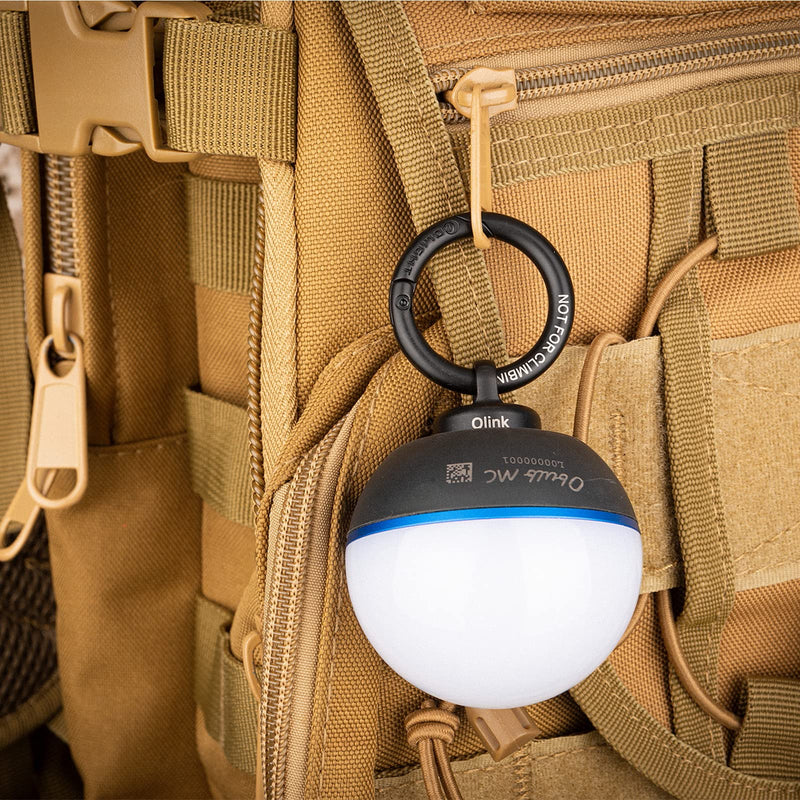 Black OLIGHT OLINK magnetic hook with carabiner style ring, compatible with Olight flashlights and Obulb series, stainless steel construction.