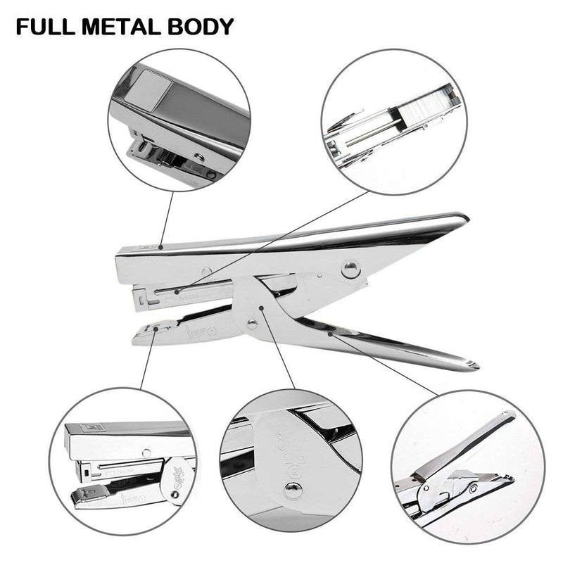 [Australia - AusPower] - ONDY Plier Stapler Heavy Duty Office Stapler Hand Held 20-Sheet Stapler Papers Stapling Machine with 1000 Staples and Staple Remover Tool, Silver 
