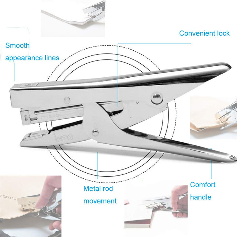 [Australia - AusPower] - ONDY Plier Stapler Heavy Duty Office Stapler Hand Held 20-Sheet Stapler Papers Stapling Machine with 1000 Staples and Staple Remover Tool, Silver 