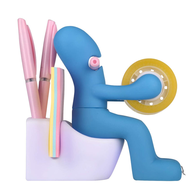 [Australia - AusPower] - Funny Office Gift - The Butt Station Desk Accessory Tape Dispenser, Paper Clip, Sticky Notes & Pen Holder, Gag Gift for Coworker (Blue) 