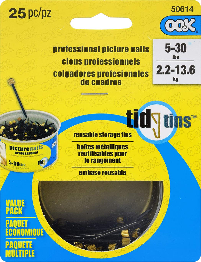 [Australia - AusPower] - OOK 50614 Professional Picture Hanging Nails, Blue Steel Pro Nails, Black/Gold, 30lb (25 Piece) 1-Pack 