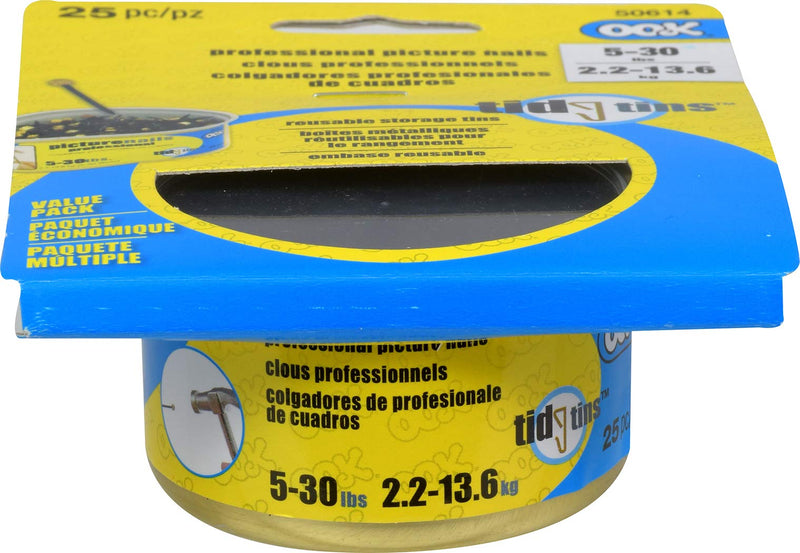 [Australia - AusPower] - OOK 50614 Professional Picture Hanging Nails, Blue Steel Pro Nails, Black/Gold, 30lb (25 Piece) 1-Pack 