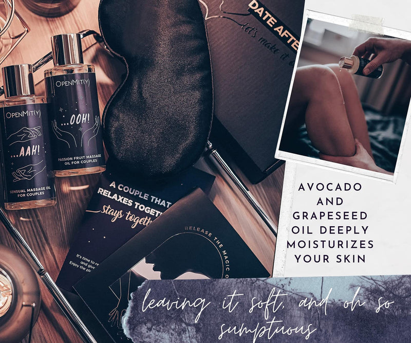 [Australia - AusPower] - OpenMity Massage Oil for Couples – Date Night Box with Relaxing Massage Oil Set for the Perfect Date Night, Including Two Different Massage Oils and Scratch off Card 