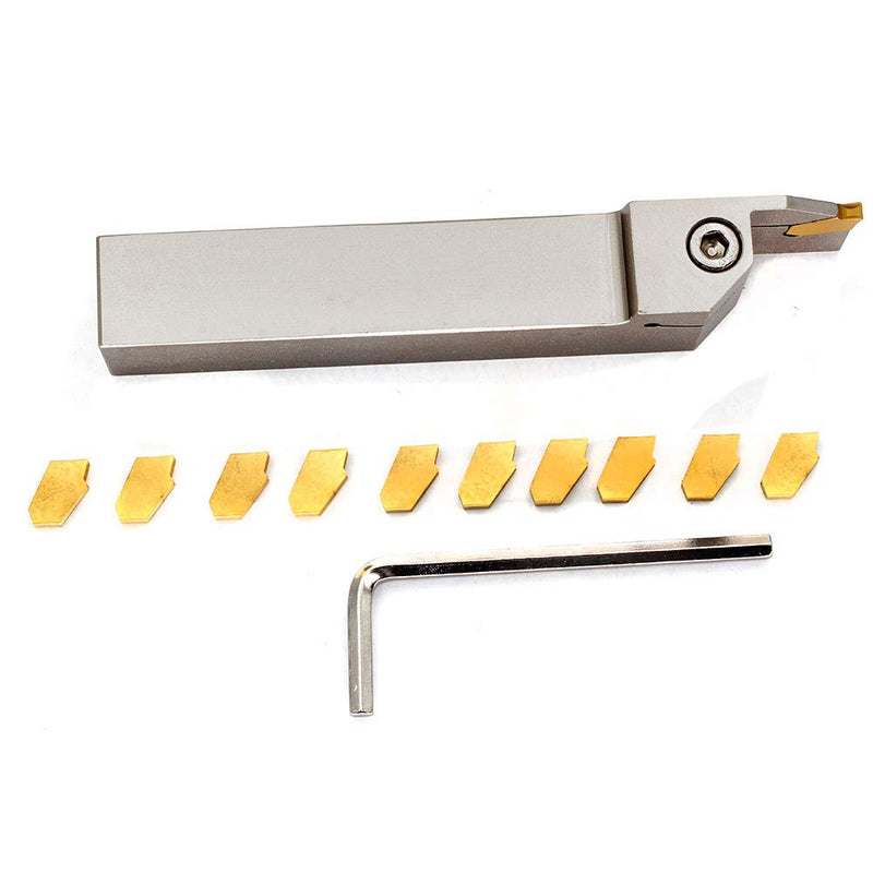 [Australia - AusPower] - OSCARBIDE 3/4" Indexable Lathe Grooving Parting Holder Heavy Duty Nickel Plated QA12R-30 Right -Hand Cut Off Tool with 10 Pieces Carbide Inserts GTN-3(QC1403) 