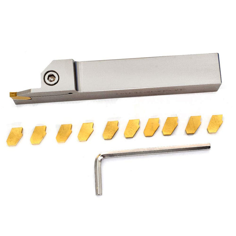 [Australia - AusPower] - OSCARBIDE 3/4" Indexable Lathe Grooving Parting Holder Heavy Duty Nickel Plated QA12R-30 Right -Hand Cut Off Tool with 10 Pieces Carbide Inserts GTN-3(QC1403) 
