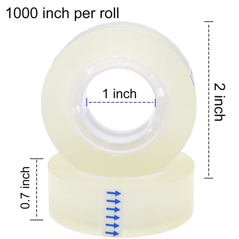 [Australia - AusPower] - 12 Rolls Transparent Tape Refills, Clear Tape, All-Purpose Transparent Glossy Tape for Office, Home, School 