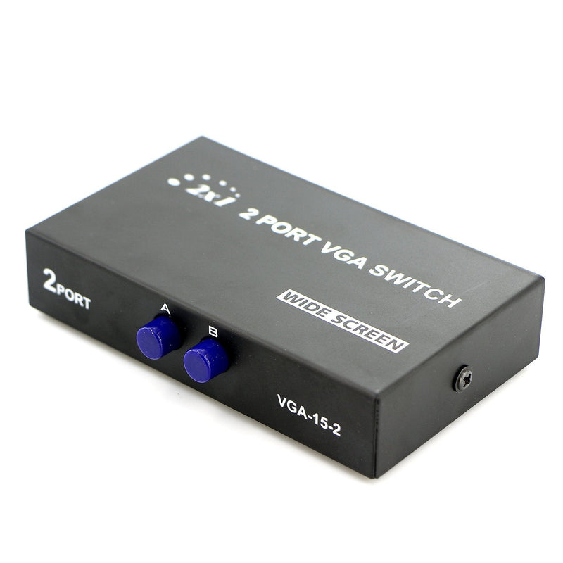 [Australia - AusPower] - PASOW VGA 2 in 1 Out 2 Port VGA Switch Press Button Two Way VGA Vedio Switch for PC TV Monitor -Black 