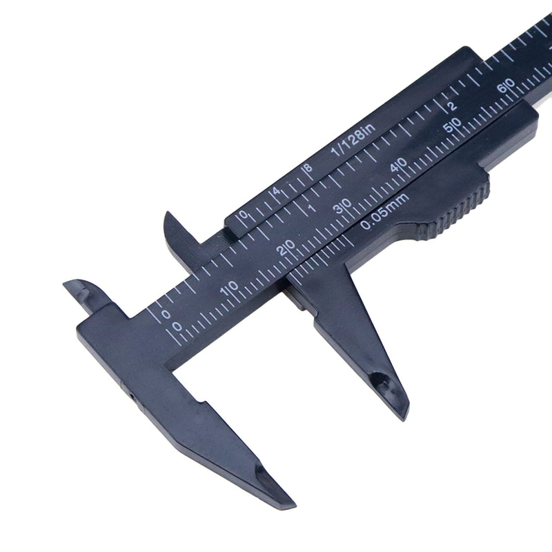 [Australia - AusPower] - Pastlla 10pcs Plastic Vernier Caliper Mini Plastic Caliper Double Scale Measuring Tool for Student Jewelry Eyebrow Stencil 0-80mm/0-3.15 Inch Black 
