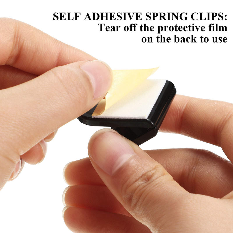 [Australia - AusPower] - 20 Pieces Self Adhesive Clips Tapestry Hangers Clips Wall Clips Photo Clips for Paper Flag Hanger, Double-Sided Adhesive Spring Clips for Home Office Rope Light Poster (Black) Black 