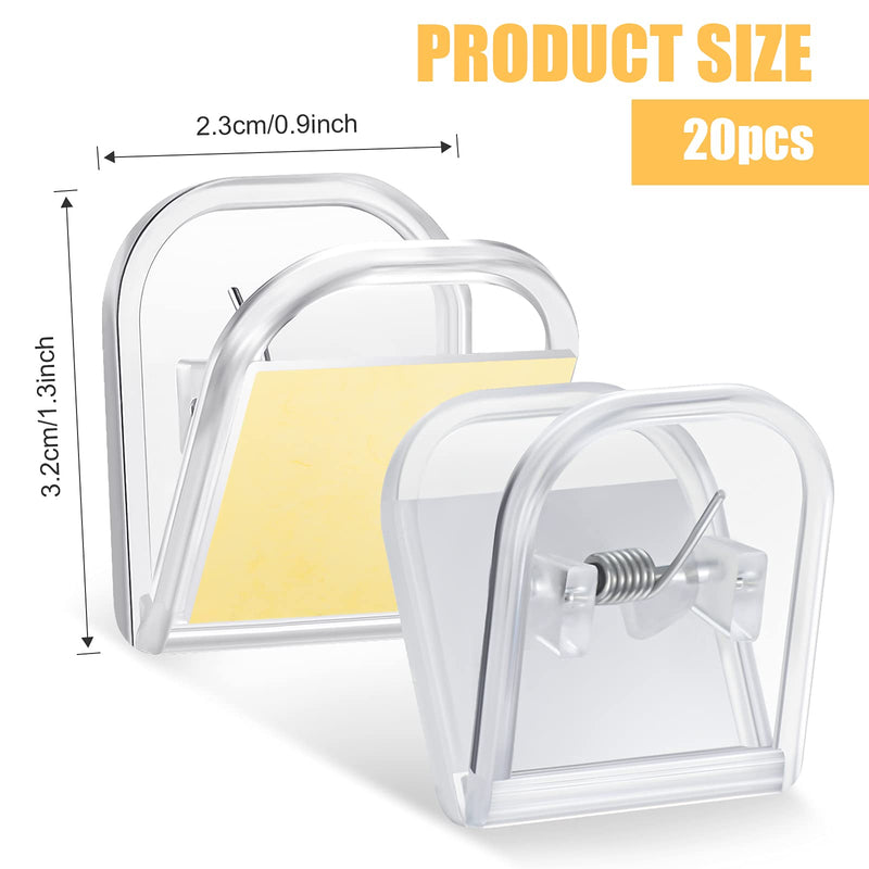 [Australia - AusPower] - 20 Pieces Self Adhesive Clips for Tapestry Hanger Plastic Clips for Hanging Sticky Wall Clips Small Spring Clips for Poster Photo Wall Teacher Student Home Application (Transparent) Clear 