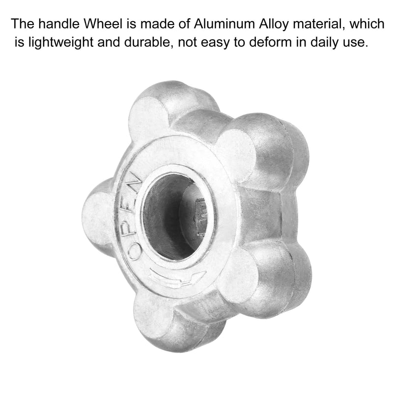 [Australia - AusPower] - PATIKIL 64mm Diameter Hand Wheel, 1 Pack Aluminum Alloy Control Switch Replacement Handle for Gas Cylinder, Silver Tone 