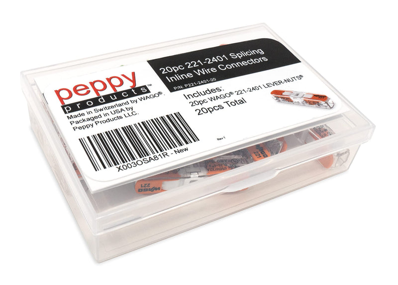 [Australia - AusPower] - WAGO 221-2401 Lever Nuts Compact Splicing Inline Wire Connectors with Case | 20pc 