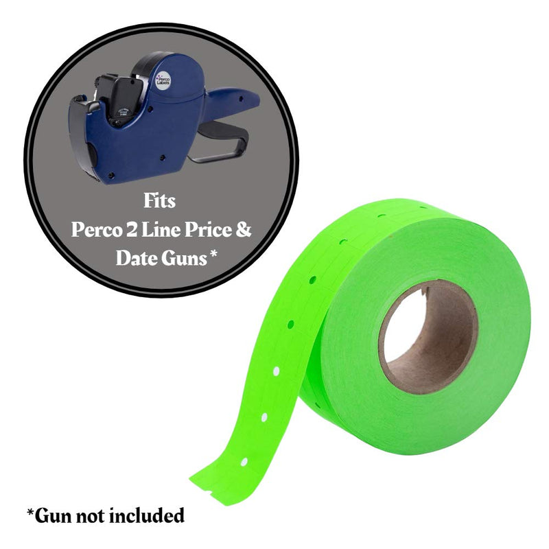 [Australia - AusPower] - Fluorescent Green Perco Labels for Perco 2 Line Labeler Gun - 1 Sleeve, 6,000 Labels 