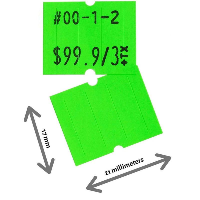 [Australia - AusPower] - Fluorescent Green Perco Labels for Perco 2 Line Labeler Gun - 1 Sleeve, 6,000 Labels 