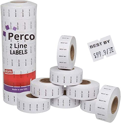 [Australia - AusPower] - Perco Best by 2 Line Labels - 1 Sleeve, 8,000 Best by Labels for Perco 2 Line Date Guns 