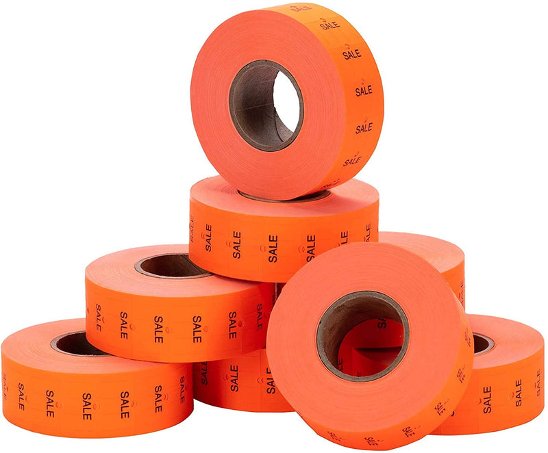 [Australia - AusPower] - "Sale" Flou. Red Perco Labels for Perco 2 Line Labeler Gun - 1 Sleeve, 6,000 Labels - 