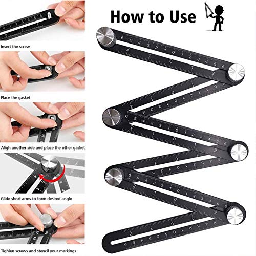 [Australia - AusPower] - Multi Angle Measuring Ruler, 12-Sides Ruler Hole Locator Aluminum Alloy Universal Multi Angle Measuring Ruler Protractors, Adjustable Floor Tile Glass Woodworking Puncher 