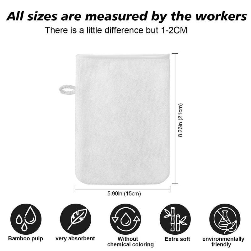 [Australia - AusPower] - PHOGARY 10 Pack Microfiber Body Wash Mitts, Soft Face Mitten, Bath Spa Cloth, Reusable Makeup Remover Mitt Gloves, European Style Wash Cloth,6×8inch, White and Grey 