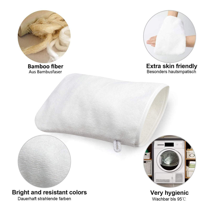 [Australia - AusPower] - PHOGARY 10 Pack Microfiber Body Wash Mitts, Soft Face Mitten, Bath Spa Cloth, Reusable Makeup Remover Mitt Gloves, European Style Wash Cloth,6×8inch, White and Grey 