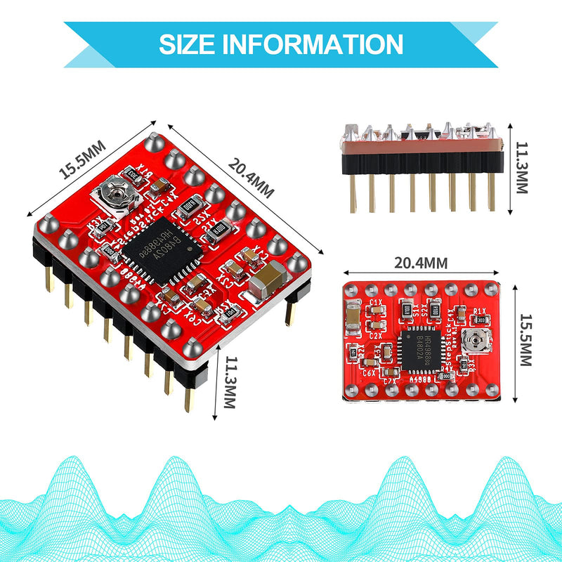 [Australia - AusPower] - 10 Pieces Stepper Motor Driver Module with Heat Sink Compatible with Stepstick Stepper A4988 3D Printer Reprap, CNC Machine or Robotics 