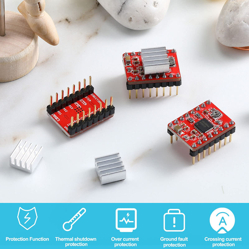[Australia - AusPower] - 10 Pieces Stepper Motor Driver Module with Heat Sink Compatible with Stepstick Stepper A4988 3D Printer Reprap, CNC Machine or Robotics 