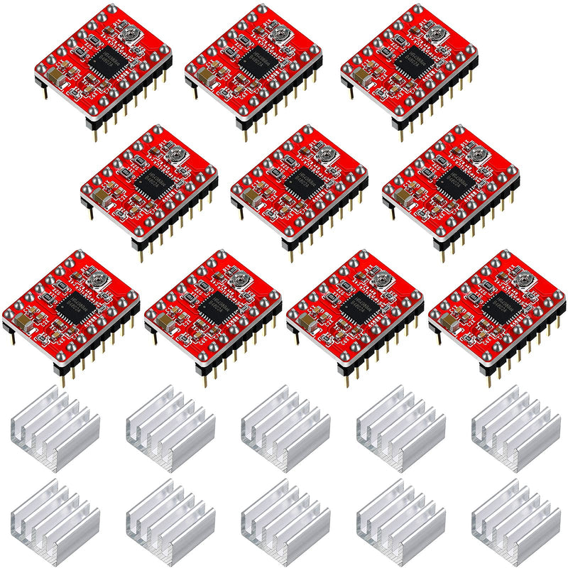 [Australia - AusPower] - 10 Pieces Stepper Motor Driver Module with Heat Sink Compatible with Stepstick Stepper A4988 3D Printer Reprap, CNC Machine or Robotics 