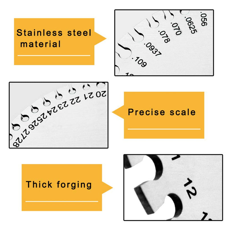 [Australia - AusPower] - 2 Pcs Stainless Steel Thickness Gauges, Wire Gauge Measurement Tool-Round Wire Cable Sheet Thickness Gage and Wire Thickness Gauge 