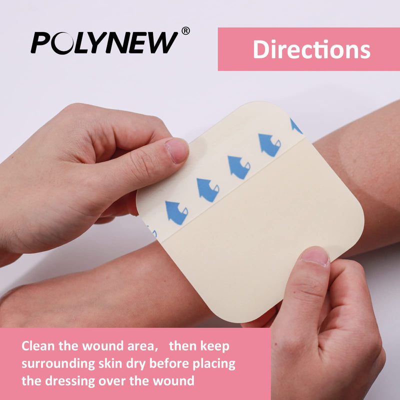 [Australia - AusPower] - Polynew Thin Hydrocolloid Dressing 12 Pack Without Border 4" x 4" Hydrocolloid Patches, Adhesive Hydrocolloid Bandages, Wound Dressing 