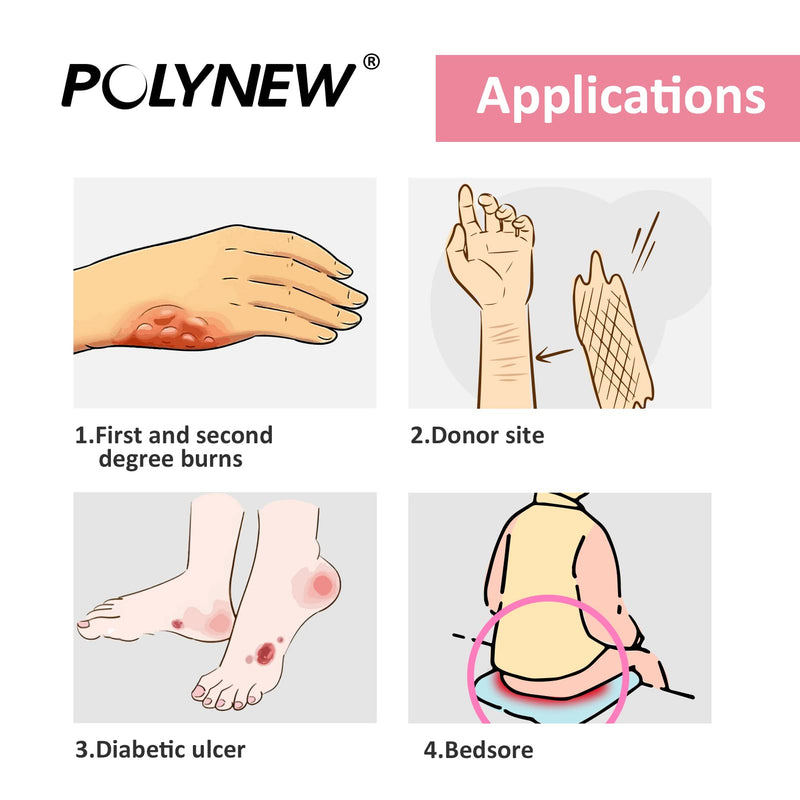 [Australia - AusPower] - Polynew Thin Hydrocolloid Dressing 12 Pack Without Border 4" x 4" Hydrocolloid Patches, Adhesive Hydrocolloid Bandages, Wound Dressing 