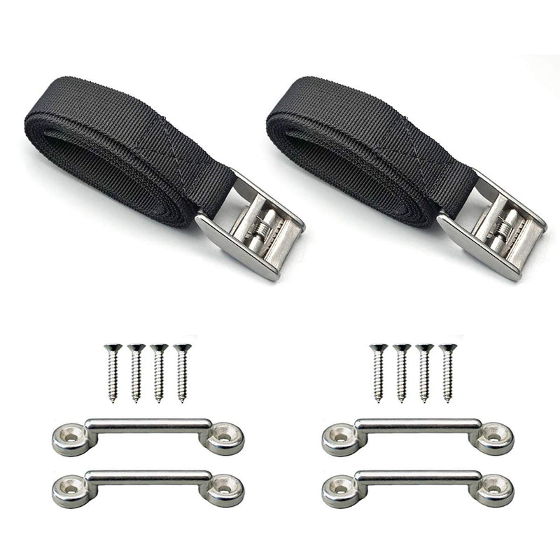 Pool Spa Part 2-pack securing straps with stainless steel 316 buckles, eye mounts, and screws for battery hold-down and stability.