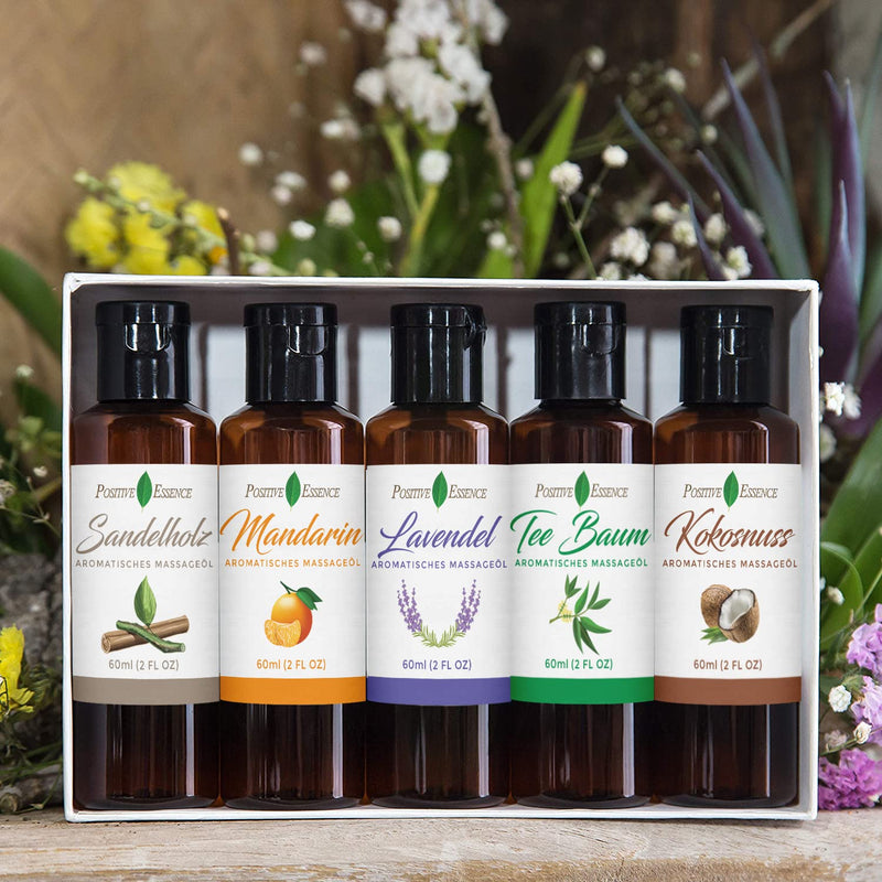 [Australia - AusPower] - Massage Oil for Massage Therapy – Relaxing Massage Oil Kit, Pure Essential Oils for Skin Care, Jojoba, Sweet Almond, Vitamin E – Body Oil Massage Set Gift Set A 2 Fl Oz (Pack of 5) 